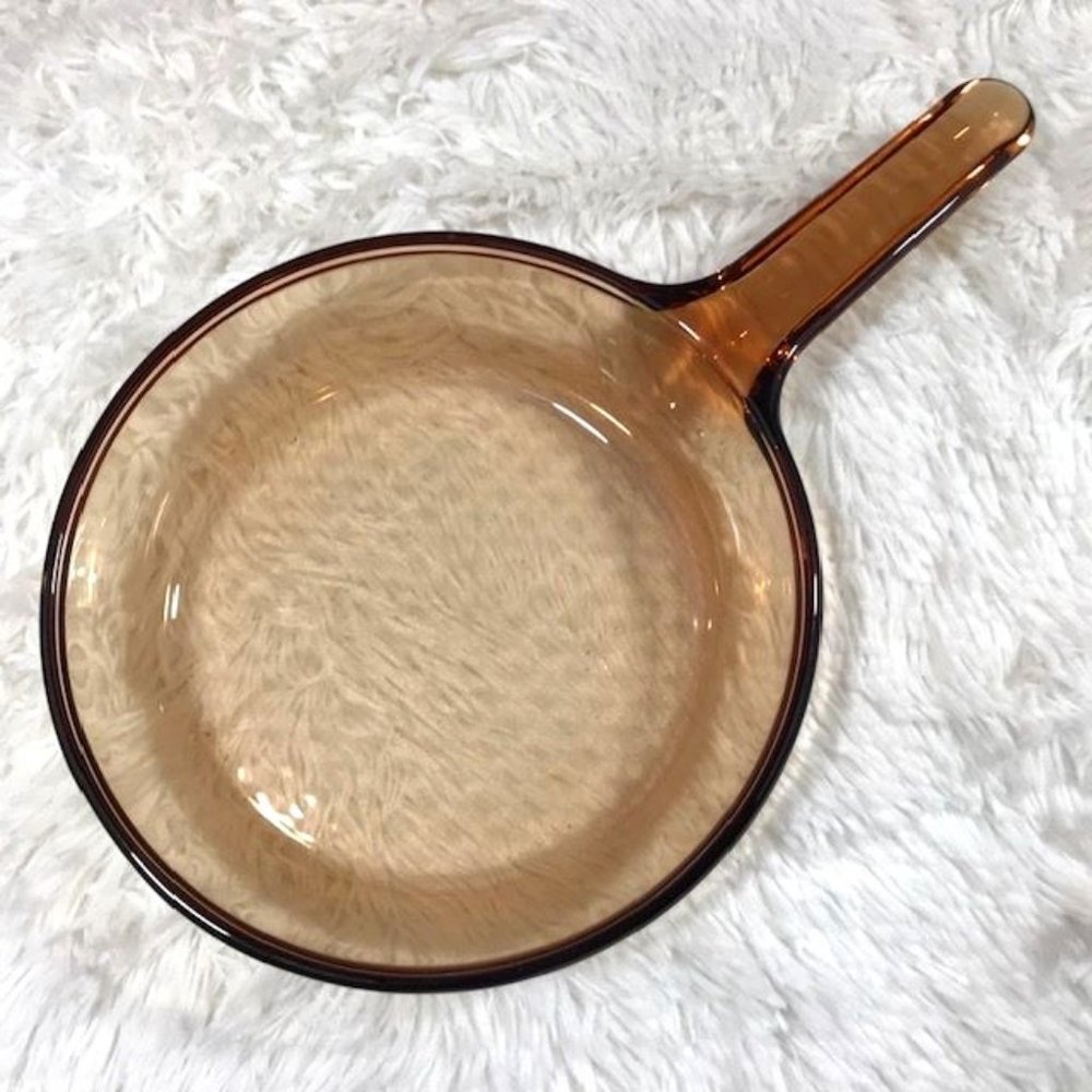 NWOT Visions Cookware 7.25" Glass Ceramic Brown Transparent Skillet